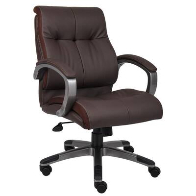 31 in. Width Big and Tall Brown Vinyl Executive Chair with Swivel Seat