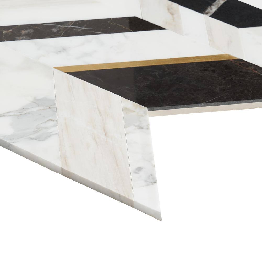 Tyra 11.81 in. x 18.89 in. Polished Marble and Brass Wall Mosaic Tile (1.55 Sq. Ft. / Each)