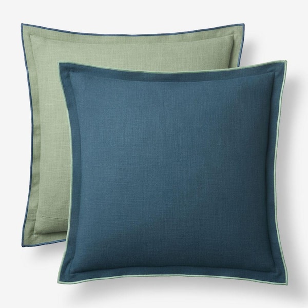 Company Cotton Multicolor Flange Green 20 in. x 20 in. Throw Pillow Cover