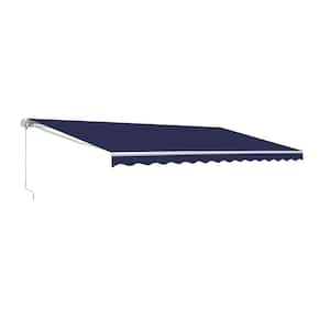 12 ft. Motorized UV Polyester Retractable Patio Awning in Blue