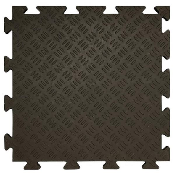 MI Fit Black 18.5 in. W x 18.5 in. L Sentry Interlocking PVC garage tiles with Edging for 1 Side (Approximately 39.05 sq. ft.)