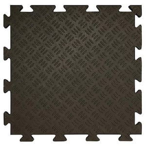 Black 18.5 in. W x 18.5 in. L Sentry Interlocking PVC garage tiles with Edging for All 4 Sides (37.95 sq. ft.)
