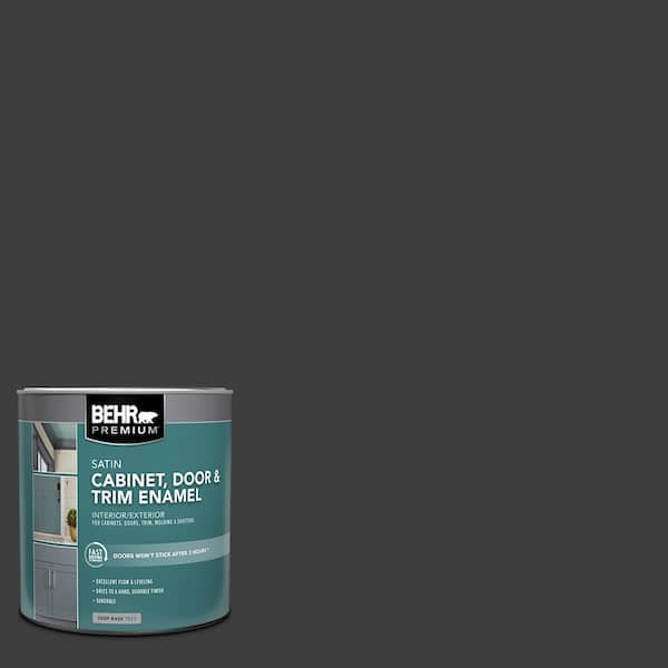 1 qt. #T13-3 Black Lacquer Satin Enamel Interior/Exterior Cabinet, Door & Trim Paint