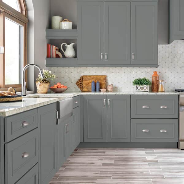 1 gal. #PFC-63 Slate Gray Semi-Gloss Enamel Interior/Exterior Cabinet, Door & Trim Paint