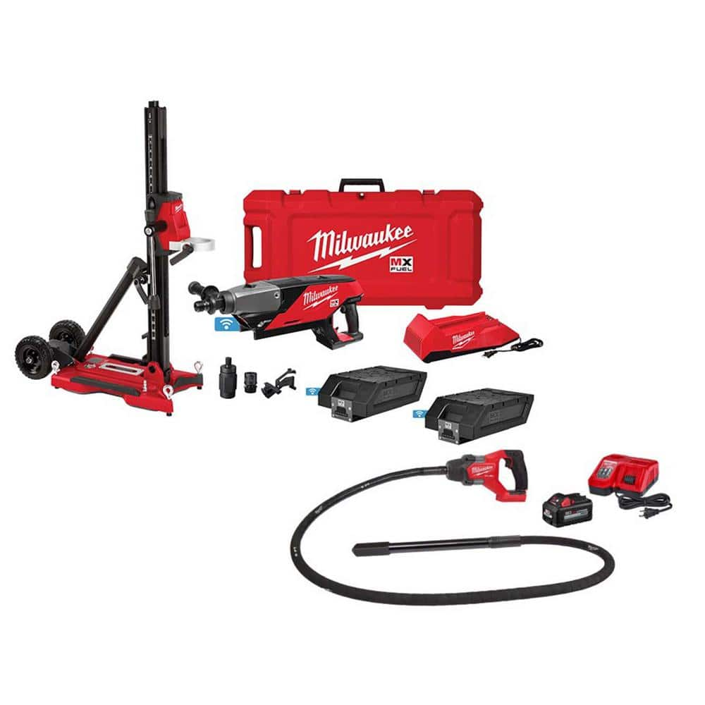 MX FUEL Lithium-Ion Cordless Handheld Core Drill Kit and M18 FUEL 18V 8 ft. Concrete Pencil Vibrator Kit W/6.0Ah Battery -  Milwaukee, MXF301-2CXS-29