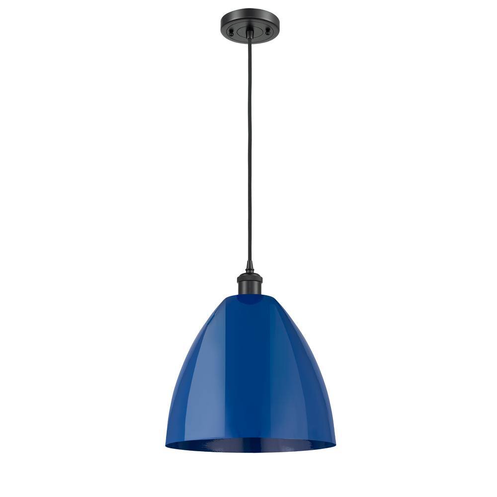 Plymouth Dome 1-Light Matte Black Cone Pendant Light with Blue Metal Shade price history on PriceWatchPro