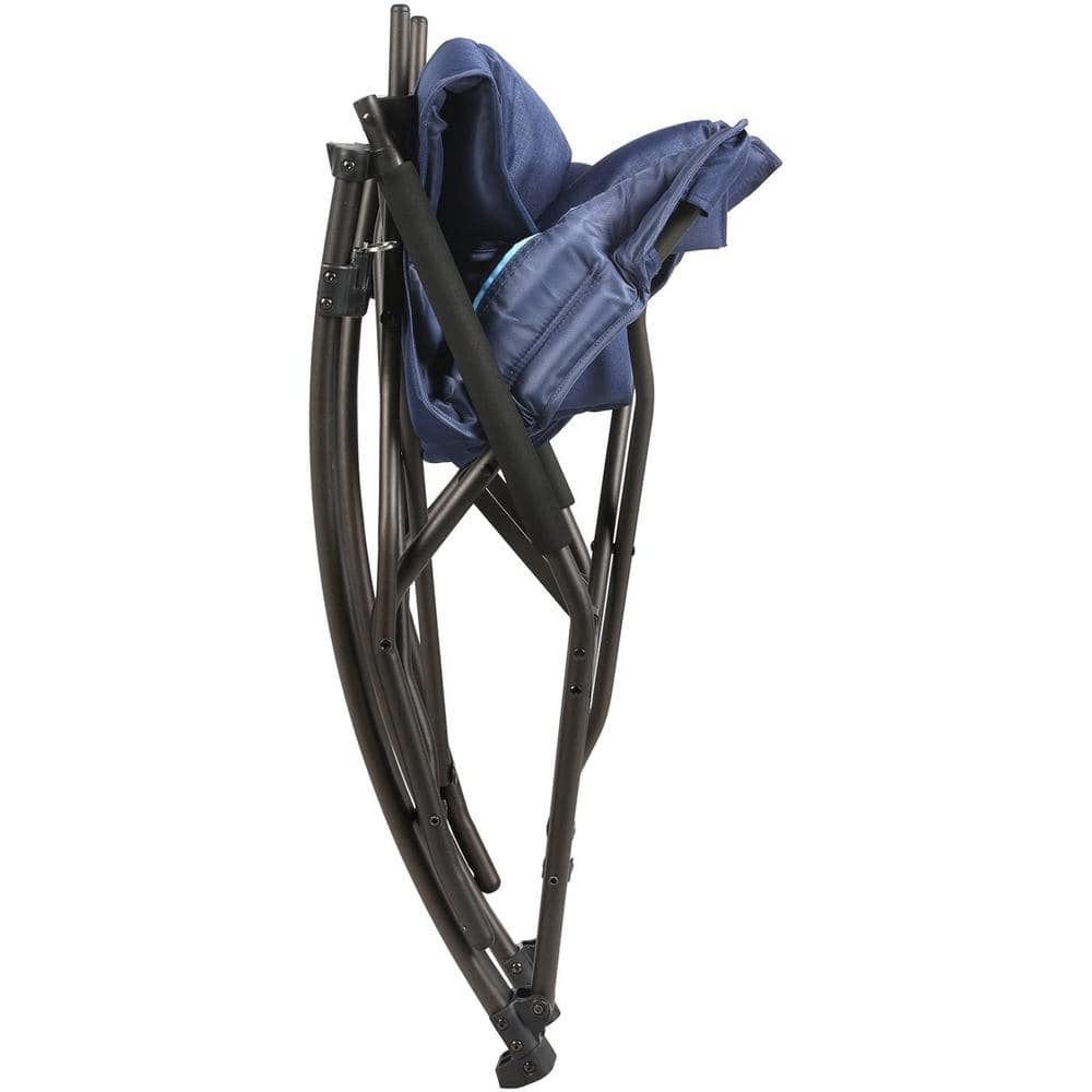 Blue Folding Rocking Chair with Hard Armrests