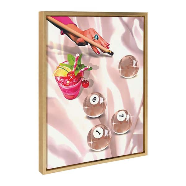 Kate and Laurel Sylvie Game Night Billiards Framed Canvas by Honey Island Studio (Set of 1) Culture Art Print 18.00 in. x 24.00 in.