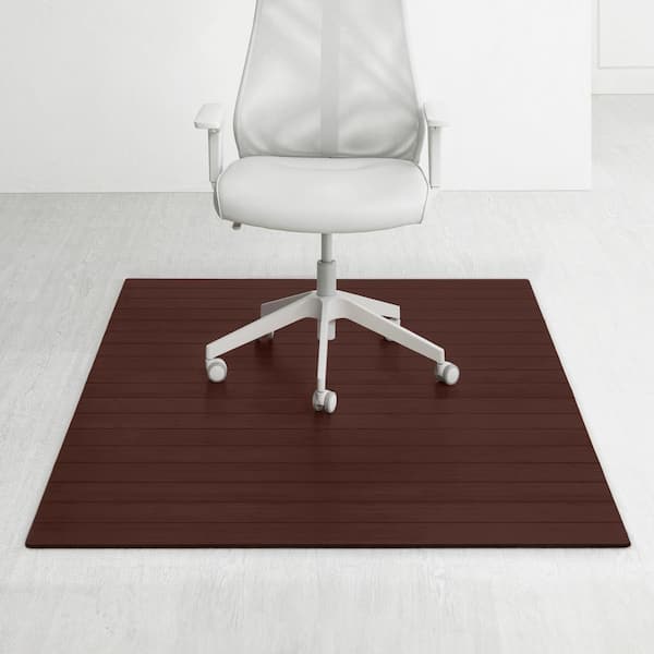 Deluxe Dark Brown Mahogany 48 in. x 72 in. Bamboo Roll-Up Office Chair Mat without Lip