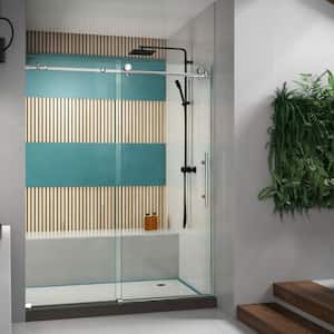 Enigma-X 56 to 60 in. x 76 in. Frameless Sliding Shower Door in Polished Stainless Steel