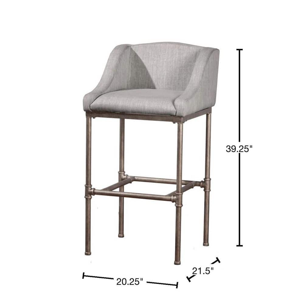 Dillon 27.7" Modern Industrial Gray Metal Bar Stool with Wingback Design