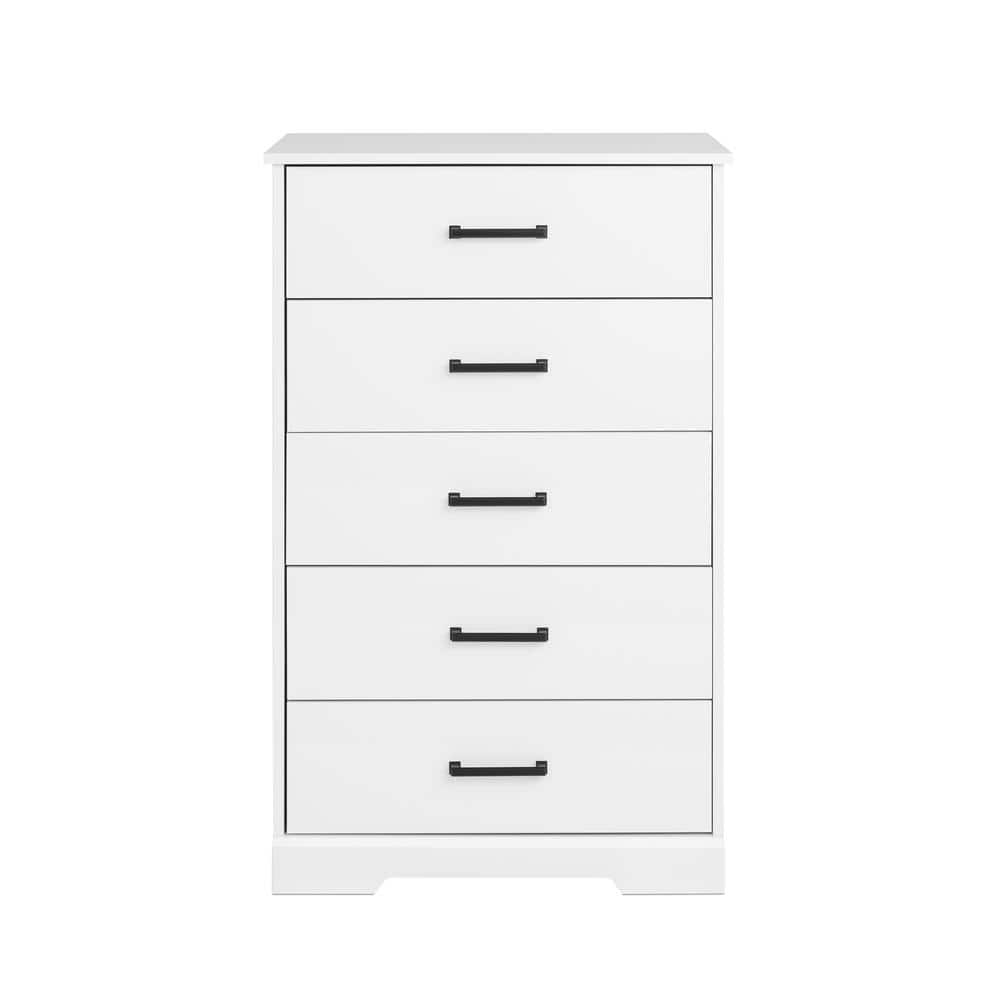 White Farmhouse 5-Drawer Vertical Dresser