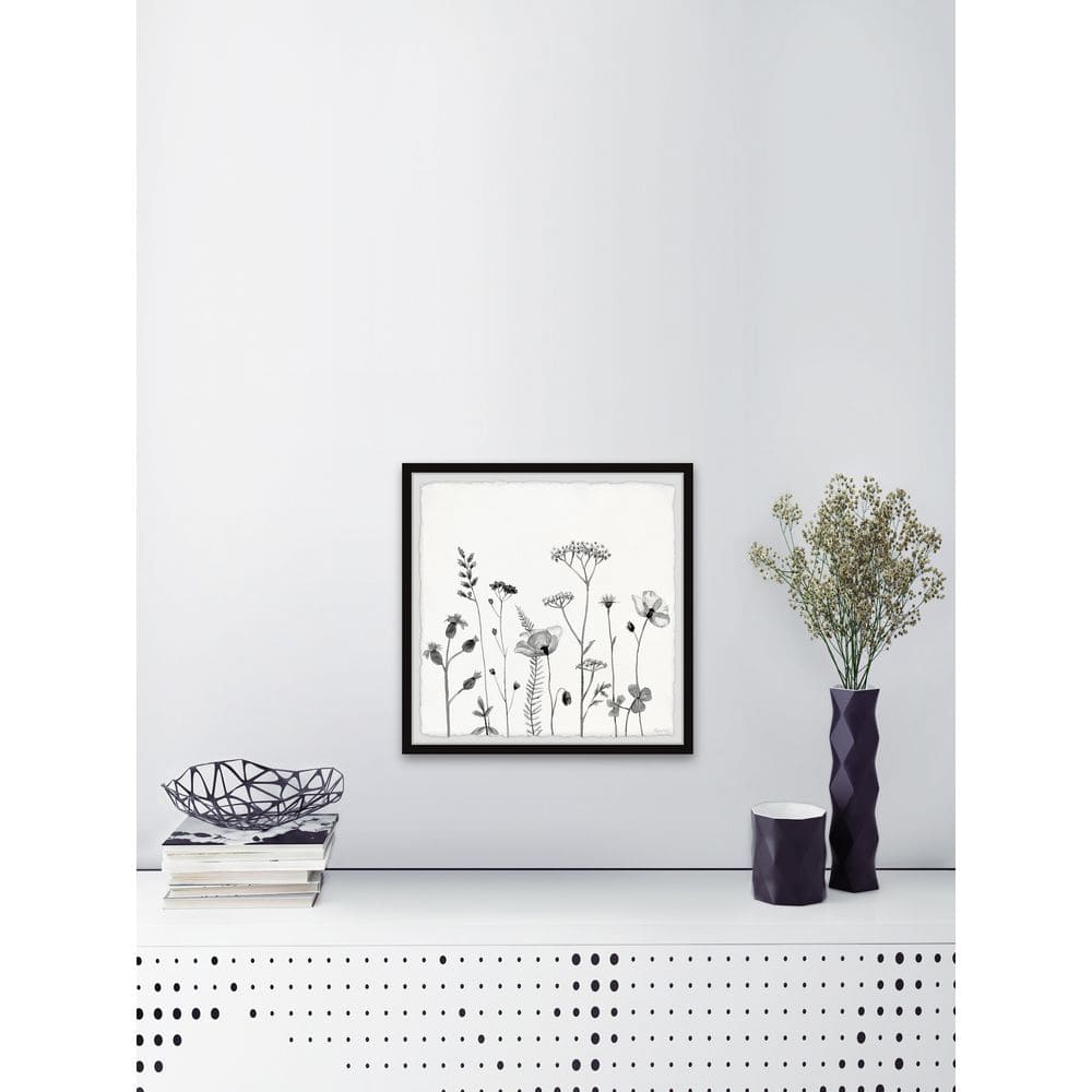 Gray Floral Watercolor Framed Print, 18" x 18"