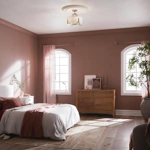 Malen 15.5 in. 4-Light Champagne Bronze Bedroom Traditional Convertible Semi-Flush Mount Ceiling Light with Fabric Shade