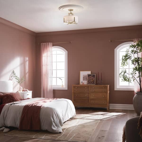 Malen 15.5 in. 4-Light Champagne Bronze Bedroom Traditional Convertible Semi-Flush Mount Ceiling Light with Fabric Shade