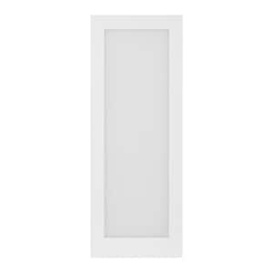 32 in. x 80 in. Solid MDF Core 1-Lite Tempered Frosted Glass and Manufacture Wood White Prefinished Interior Door Slab