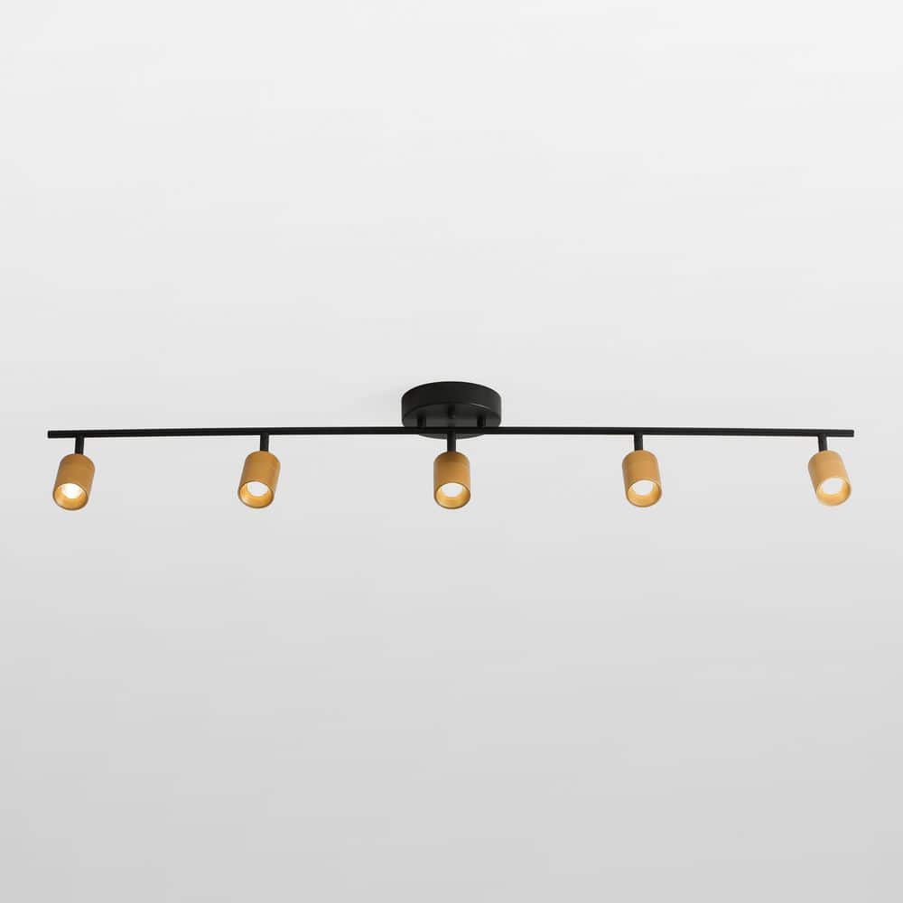 Shura 48 in. 5-Light Black and Brass Integrated LED Flush Mount Ceiling Light with Rotatable Heads, 3000K, 2450 Lumens price history on PriceWatchPro