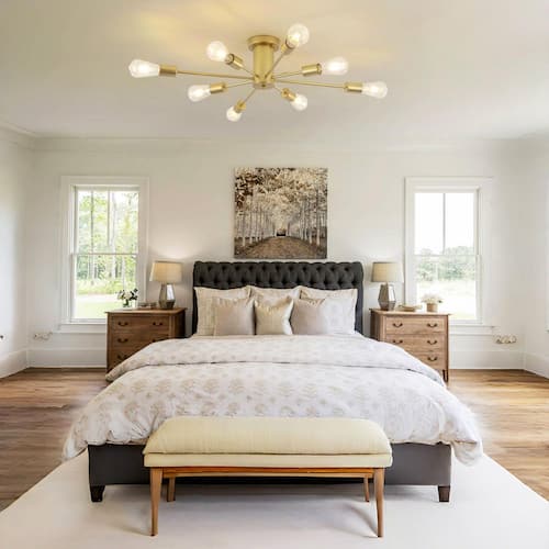 30.07 in. 8-Light Gold Sputnik Transitional Flush Mount Ceiling Lights Home