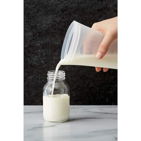 [6 PACK] 64oz Dairy Plastic Milk Bottles, 6 Pack Plastic Milk Container  With 6 Tamper Proof Screw Caps Lids For Milk Tea Cider Restaurant