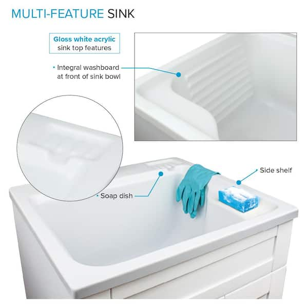 Transolid 29-in x 25.5-in 1-Basin White Freestanding Laundry Sink