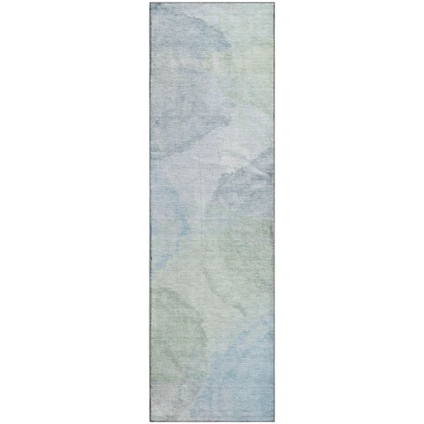 Mayfield Premium Machine Washable Abstract AMF2443 Sky 2 ft. x 7 ft. Runner Rug