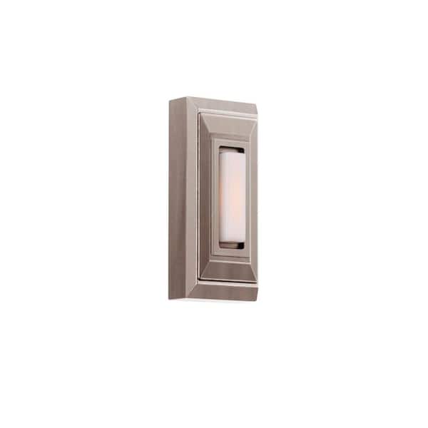 Wired Surface Mount Antique Pewter Finish Doorbell Push Button with Illuminated LED Chime Button