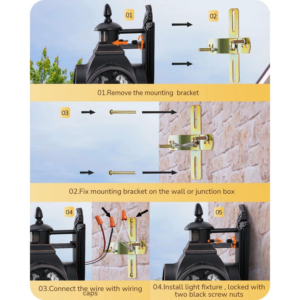 20.2" Black Aluminum Outdoor Lantern Sconce with Frosted Glass