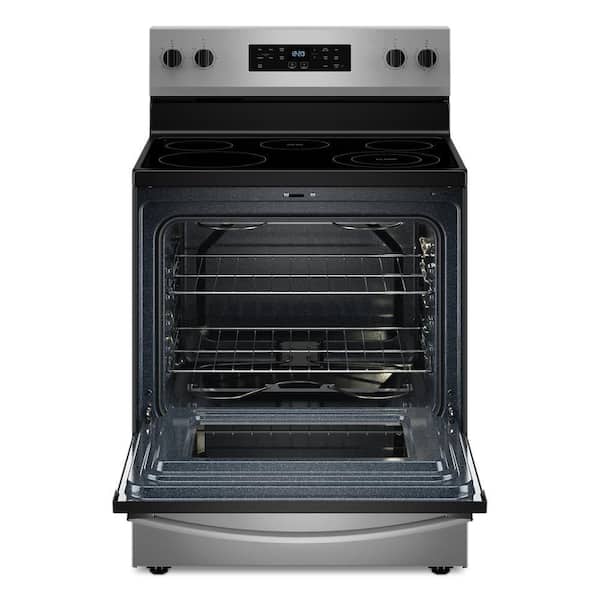 30 in. 5-Burner Elements Freestanding Electric Range in Stainless Steel with No Preheat Mode and Steam Clean