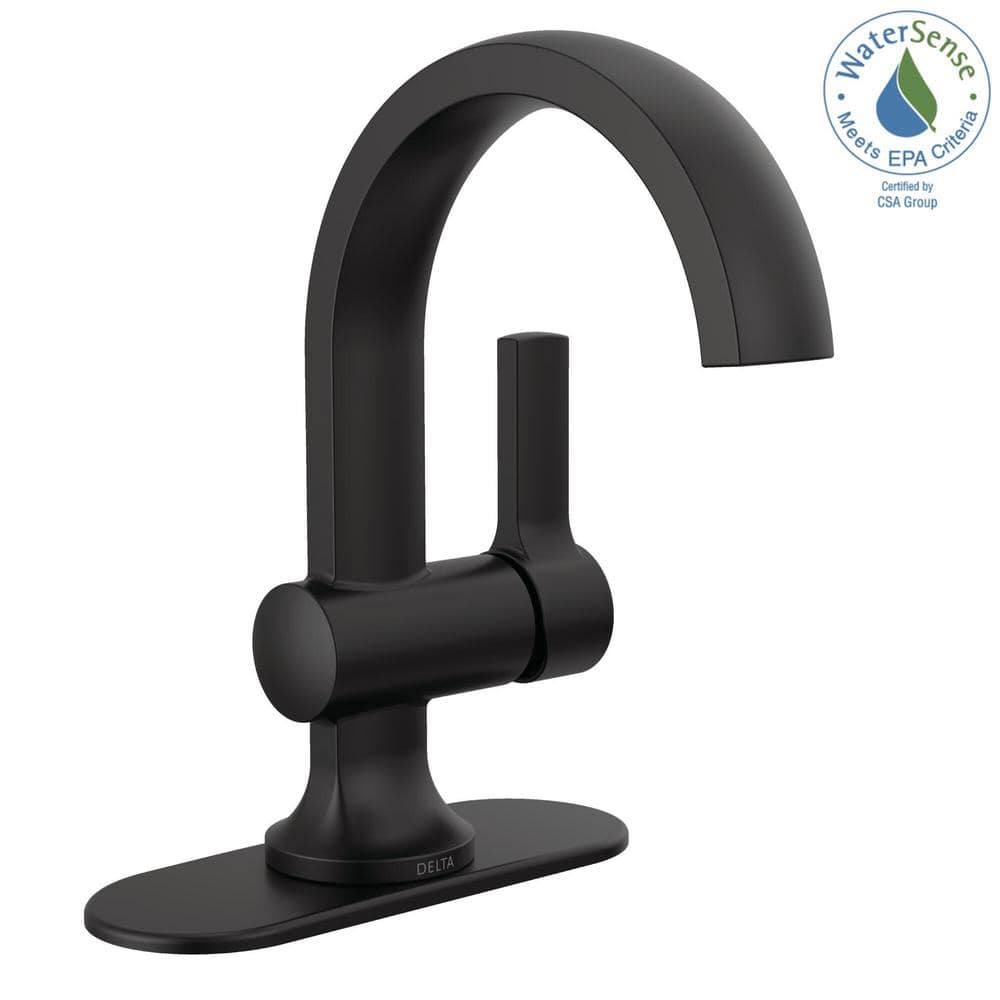 Albion Matte Black Single Handle Bathroom Faucet with Drain Assembly
