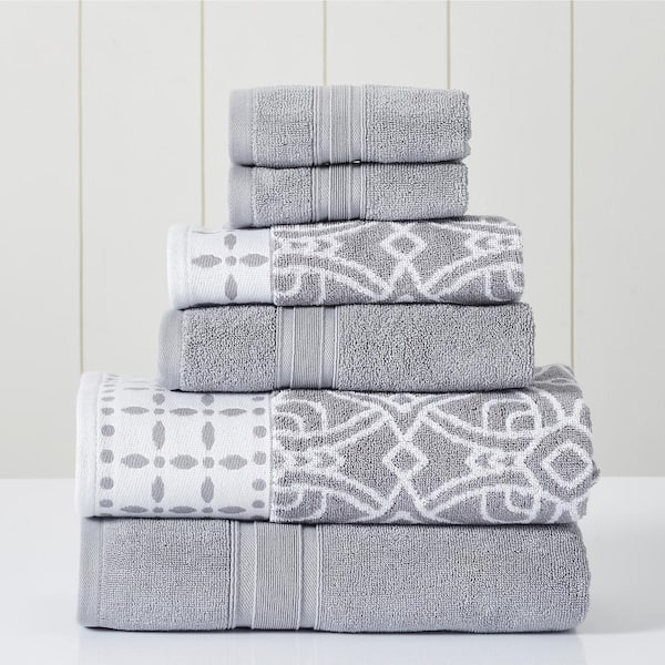 MODERN THREADS 6 Yarn Dyed Jacquard/Solid towel set Monore Stone