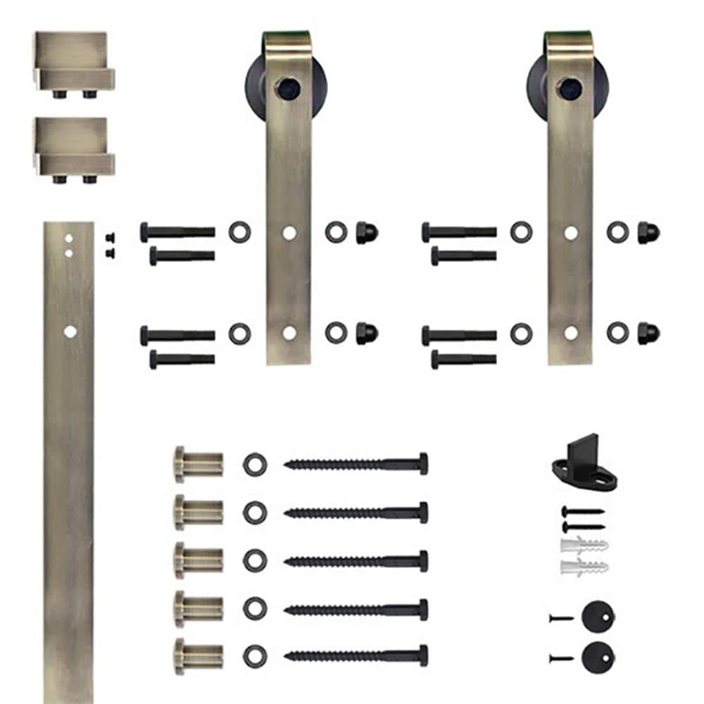 78.75" Antique Brass Barn Door Hardware Kit