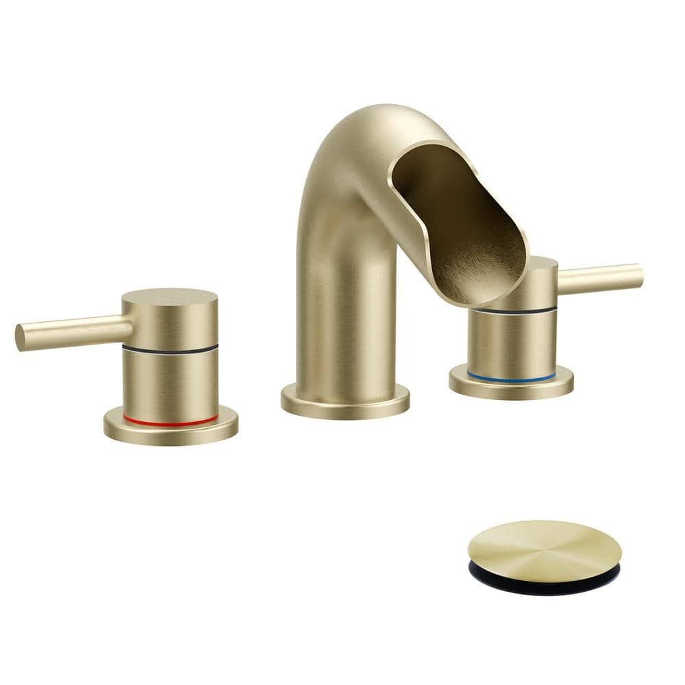 8 in. Widespread 2-Handle Bathroom Sink Faucet with Pop-up Drain Waterfall 