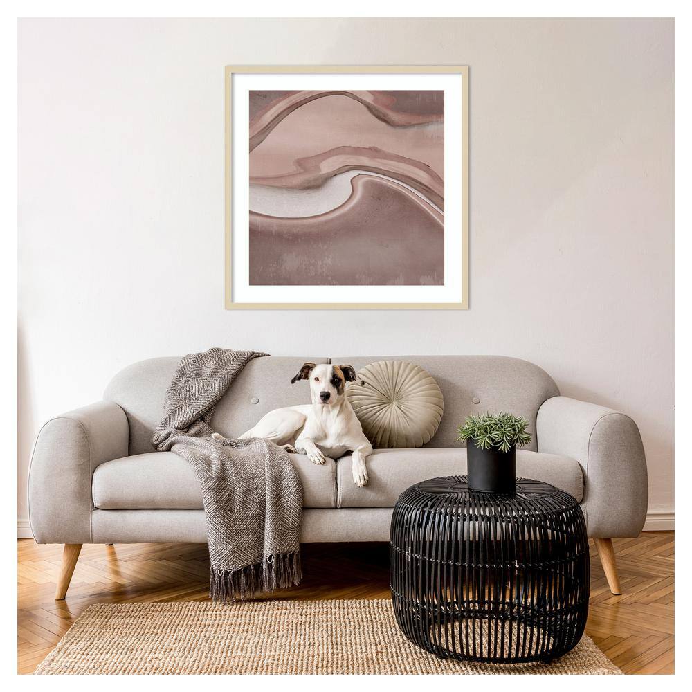 Alex Black 33" Earth Tones Abstract Lithograph in Brown Wood Frame