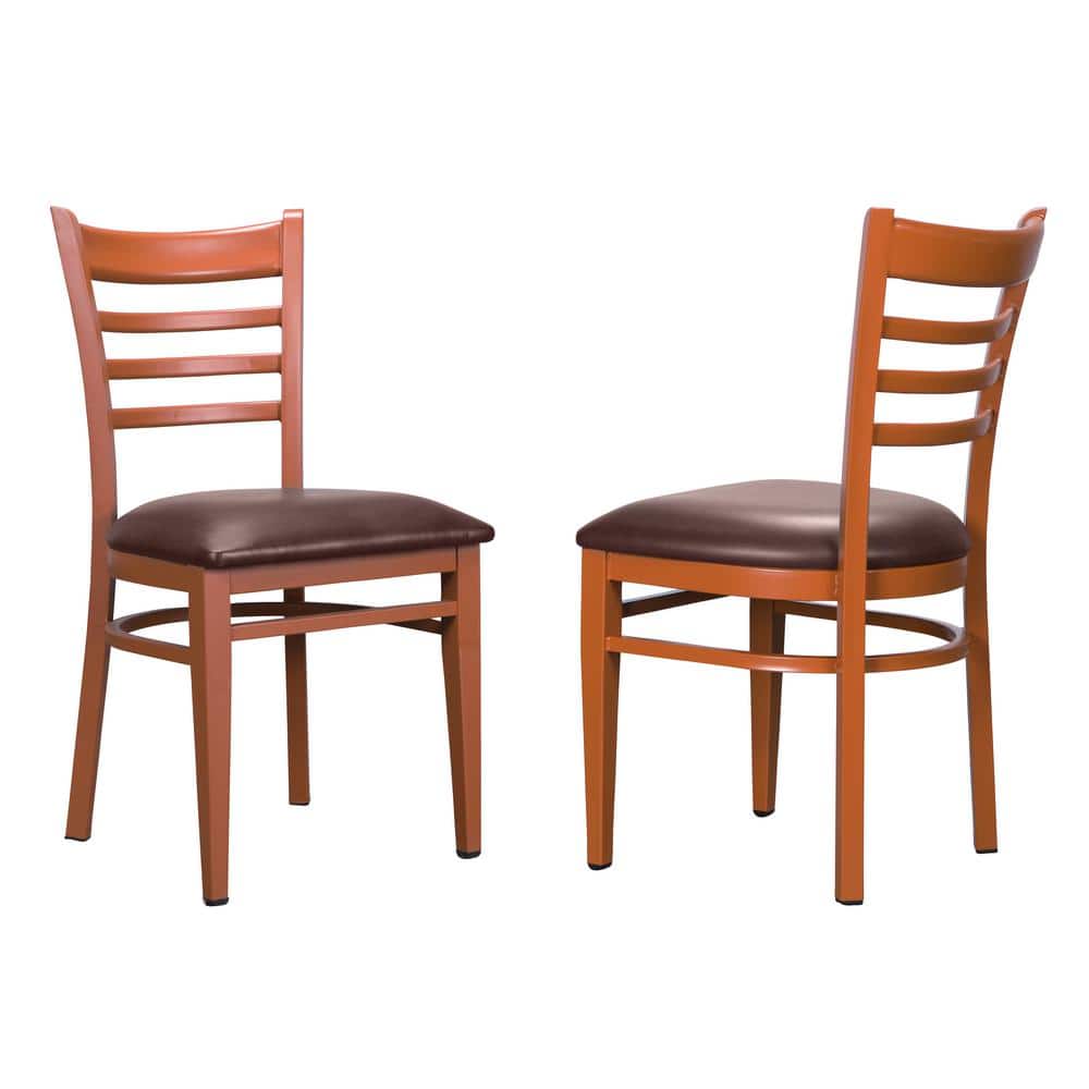 Galina Honey Metal Side Chair with Burgundy Faux Leather Seat (Carton of 2)