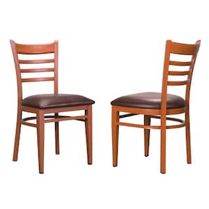 Galina Honey Metal Side Chair with Burgundy Faux Leather Seat (Carton of 2)