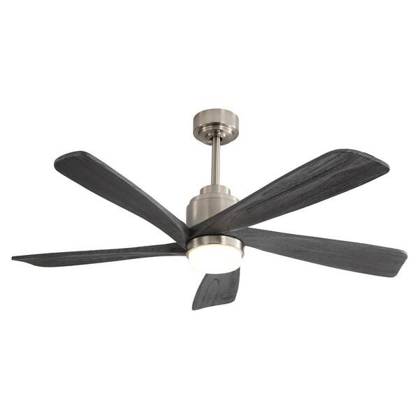 52 in. Smart Indoor Nickel Low Profile Standard Ceiling Fan with Remote Included & Dimmable Warm White Integrated LED