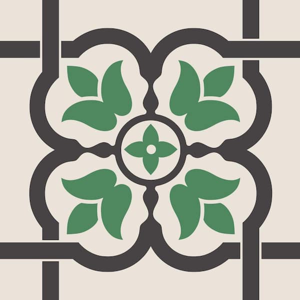 MI ALMA 4 in. x 4 in. Gray, Green and Off-White B103 Vinyl Peel and Stick Tile (24 Tiles, 2.67 sq. ft./pack)