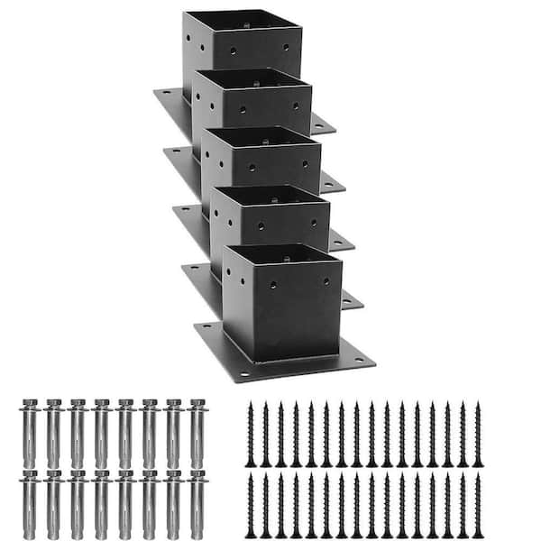 6 PCS Metal 4x4 Post Base Brackets 3. 5x3. 5 Heavy Duty Powder-Coated Post Anchor Matte Black Wood Post Brackets