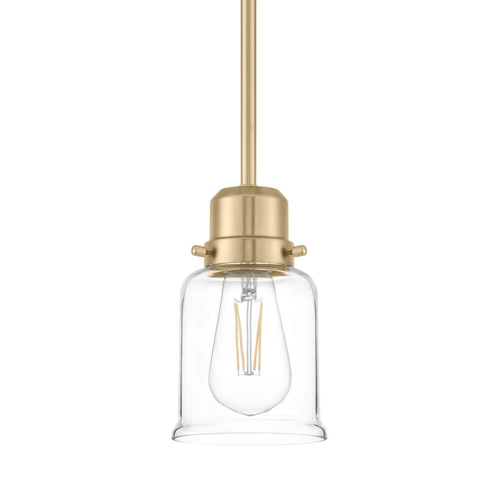 Hampton Bay Timphaven 1-Light Brass Shaded Mini-Pendant Clear Glass -  LCF8901AS-01/BS
