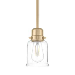 Timphaven 1-Light Brass Shaded Mini-Pendant Clear Glass