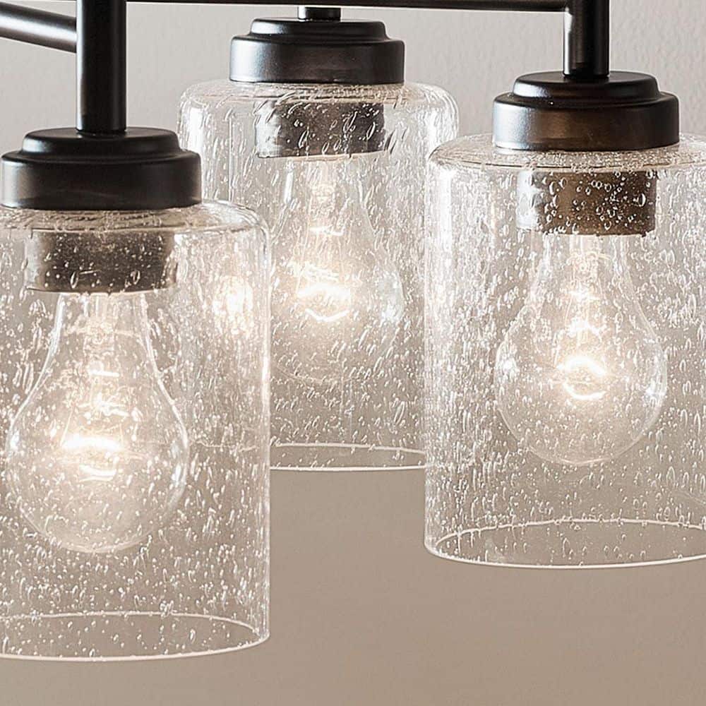 Winslow Black 6-Light Chandelier with Clear Seeded Glass
