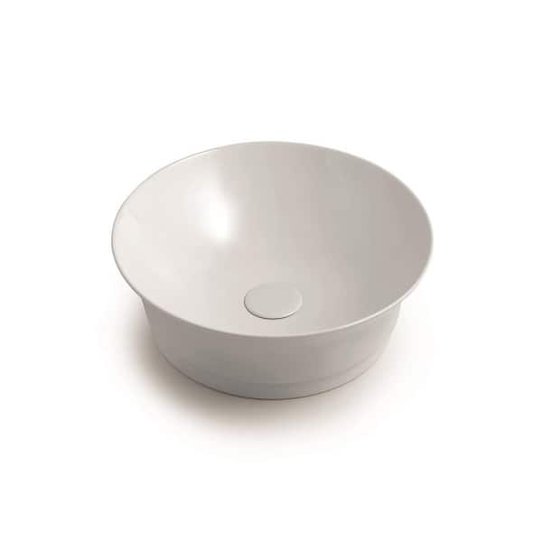 WS Bath Collections Mood ID 42R Ceramic Round Vessel Sink in Glossy White