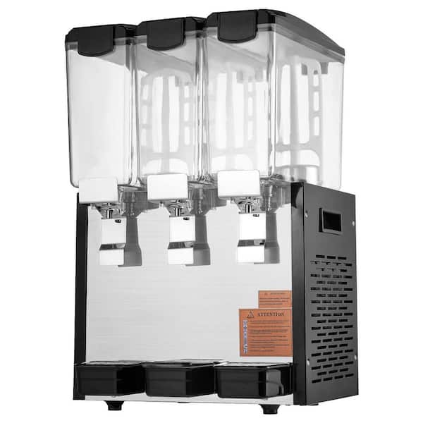 Commercial Beverage Dispenser, 3-Tanks 10 L Each, 440W Stainless Steel, 45°F-54°F Cooling
