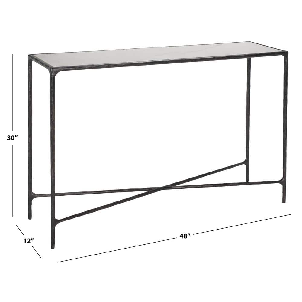 Evelynn Luxe 48'' Black Metal and White Marble Console Table