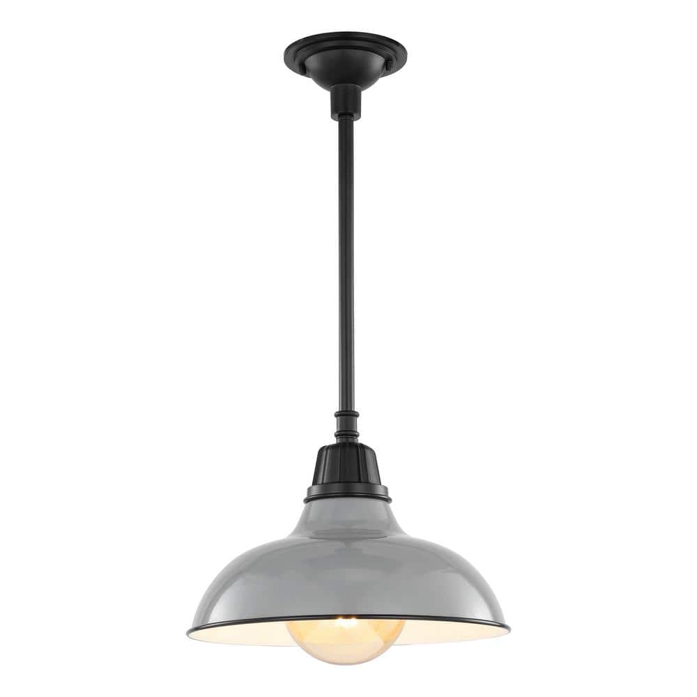 Jasper Vintage Farmhouse 12.25" Gray Iron LED Pendant Light
