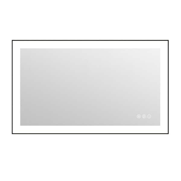 40 in. W x 24 in. H Rectangular Aluminum Framed Backlit and Front light LED wall mounted Bathroom Vanity Mirror in Black