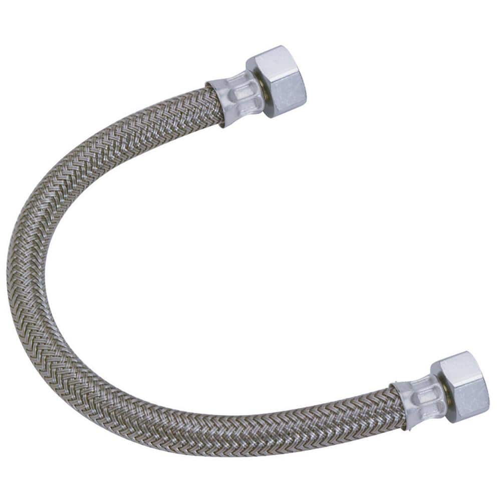 Eastman 48016 Faucet Connector Hose 1/2" FIP x 1/2" FIP 16" Stainles Steel Braid 