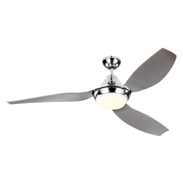 Generation Lighting Avvo 56 in. Indoor/Outdoor Chrome Ceiling Fan with LED Light Kit, DC Motor, ABS Blades and 6-Speed Remote Control