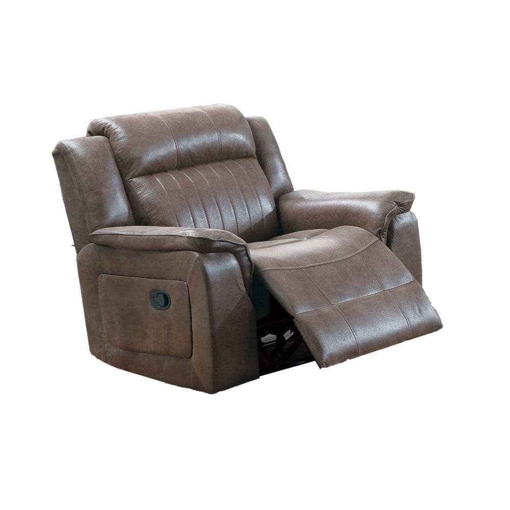 Brown Microfiber Recliner Chair with Pillow Top Arms