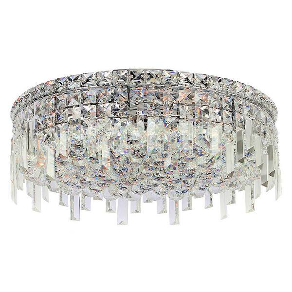 Worldwide Lighting Cascade Collection 6-Light Chrome and Crystal Flush Mount